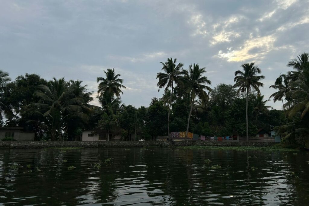 Evening backwater cruise scenery in Alleppey Kerala